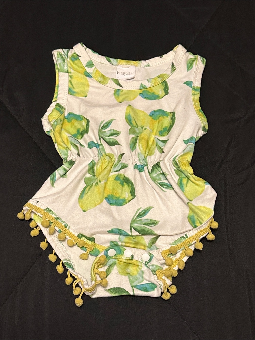 Funnysocks Yellow Lemon Print One-Piece Bodysuit